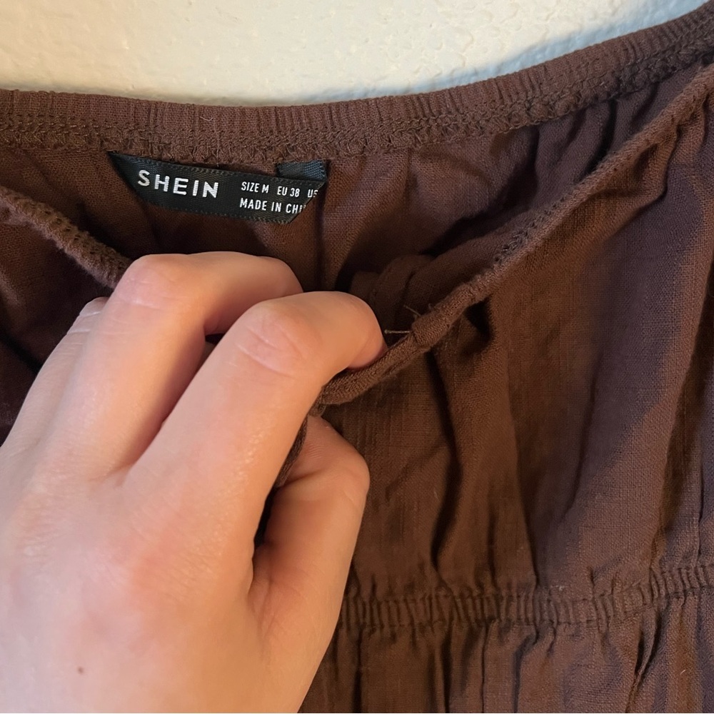 SHEIN Brown Puff Sleeve Mini Dress - Picture 2 of 3